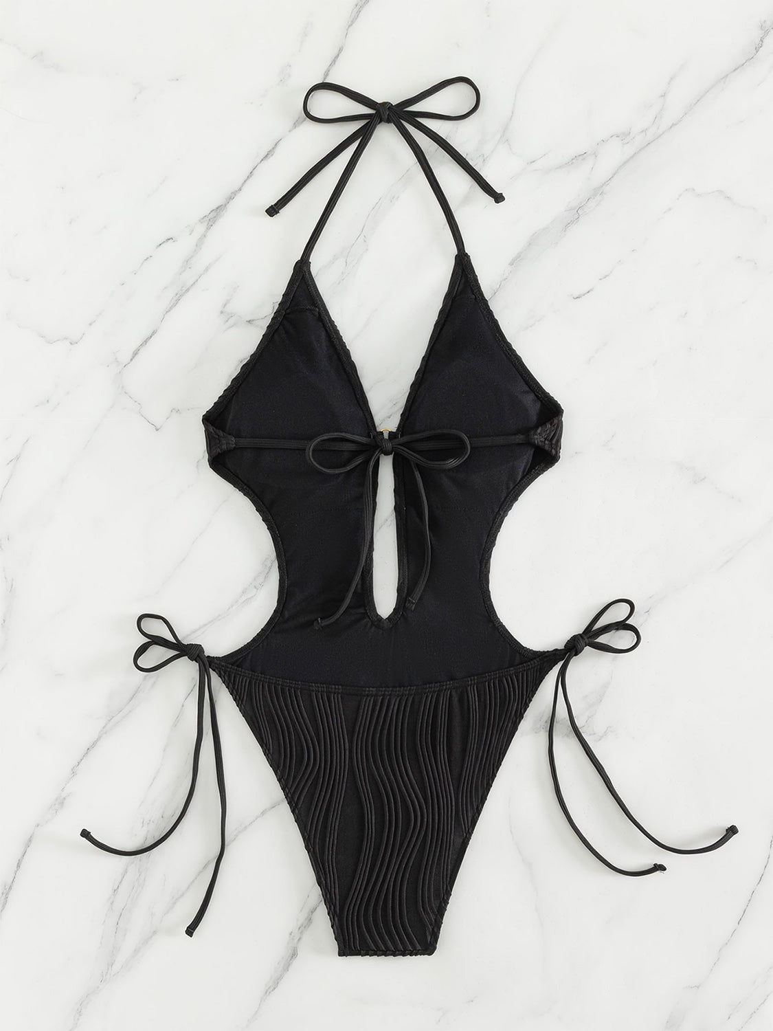 Textured Cutout Tied One-Piece Swimwear - Body By J'ne