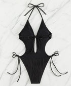 Textured Cutout Tied One-Piece Swimwear - Body By J'ne