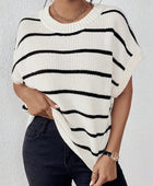 Striped Round Neck Short Sleeve Knit Top