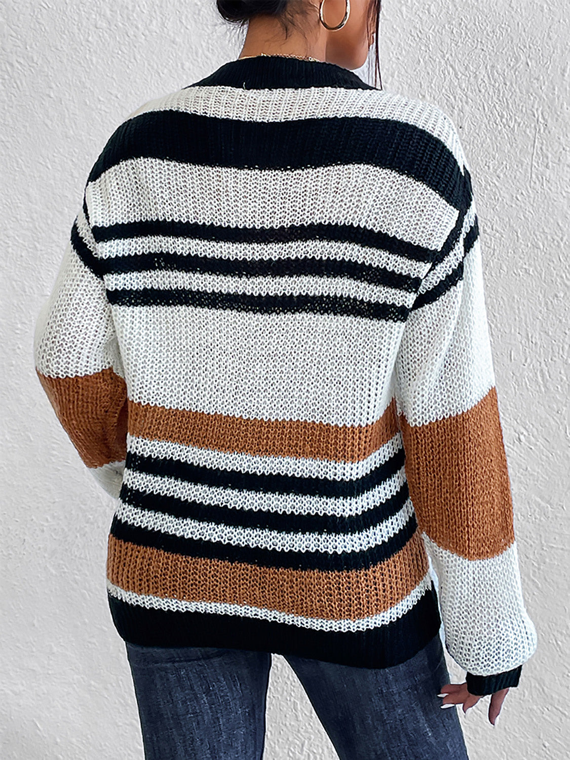 Striped Round Neck Sweater - Body By J'ne