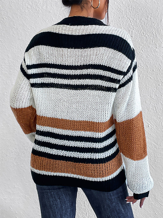 Striped Round Neck Sweater - Body By J'ne