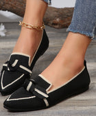 Bow Contrast Trim Point Toe Loafers - Body By J'ne