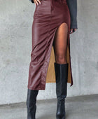 Slit Midi Skirt with Pockets