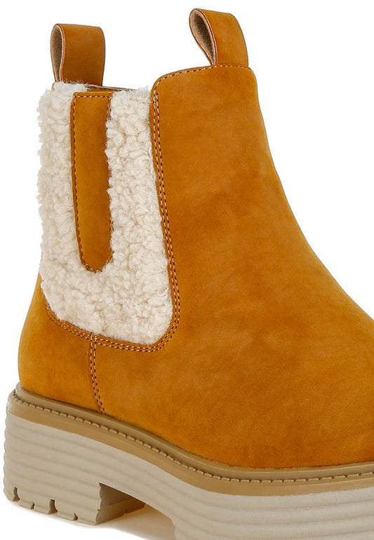 Mothman Faux Fur Detail Chunky Ankle Boots - Body By J'ne