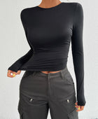 Devine Backless Round Neck Long Sleeve T-Shirt