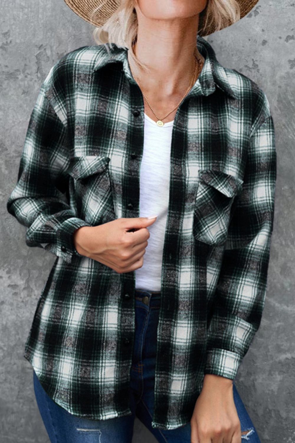 Full Size Plaid Collared Neck Long Sleeve Shirt - Body By J'ne