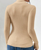 Twist Front Ribbed Long Sleeve Sweater