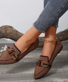 Bow Contrast Trim Point Toe Loafers - Body By J'ne