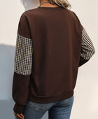 Perfee Color Block Round Neck Long Sleeve Sweatshirt