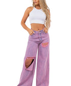 Vintage Ripped Wide Leg jean in Mineral Pink