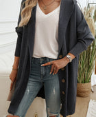 Devine Button Up Long Sleeve Hooded Cardigan