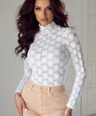 Mock Neck Long Sleeve Lace Top