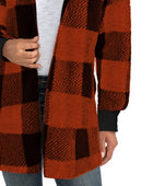 Plaid Long Sleeve Hooded Coat