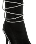 Dacia Rhinestones Strap Satin Calf Boots