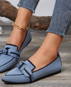 Bow Contrast Trim Point Toe Loafers - Body By J'ne