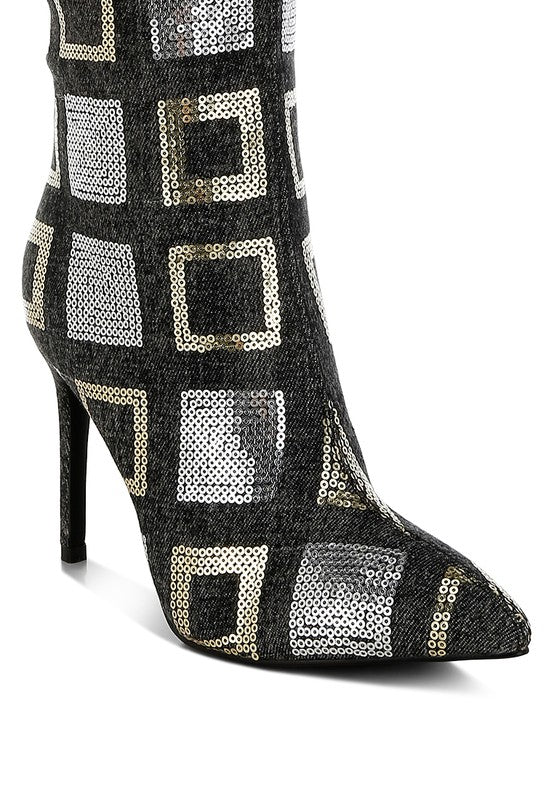 Sharmin Checkered Sequin Knee High Boots - Body By J'ne