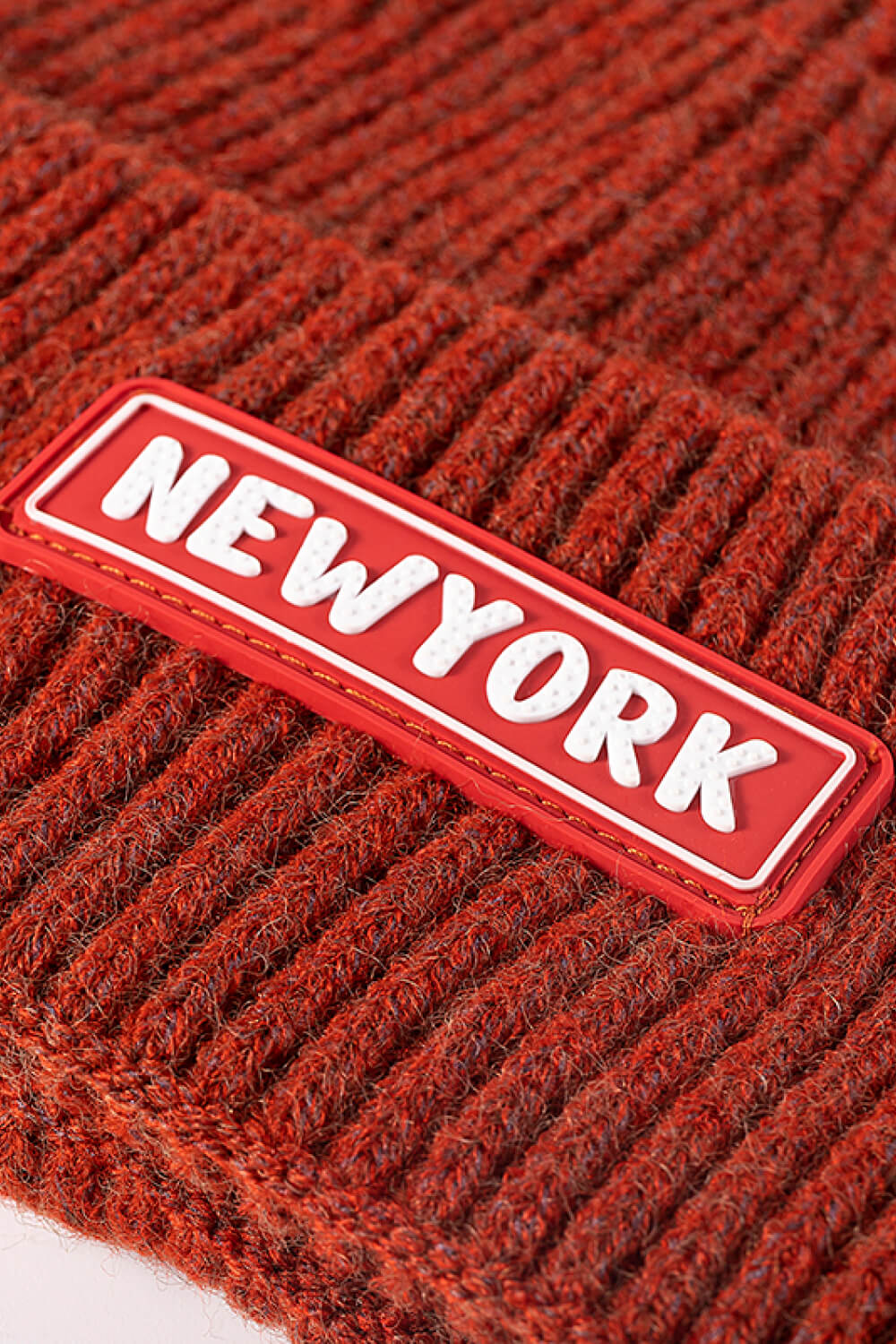 NEWYORK Patch Rib-Knit Cuffed Beanie - Body By J'ne