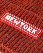 NEWYORK Patch Rib-Knit Cuffed Beanie