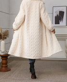 Furry Button Up Long Sleeve Longline Coat