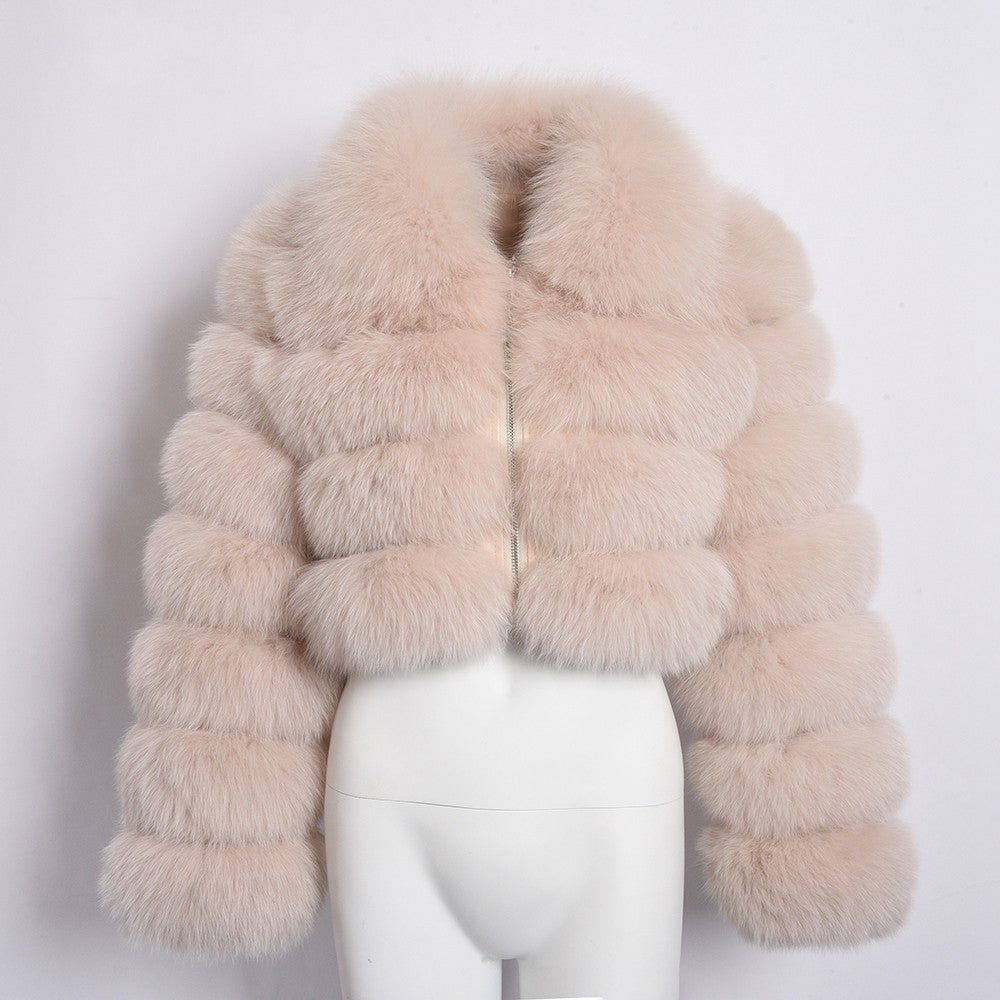 Hot Cocoa Fox Fur Stitching Coat - Body By J'ne