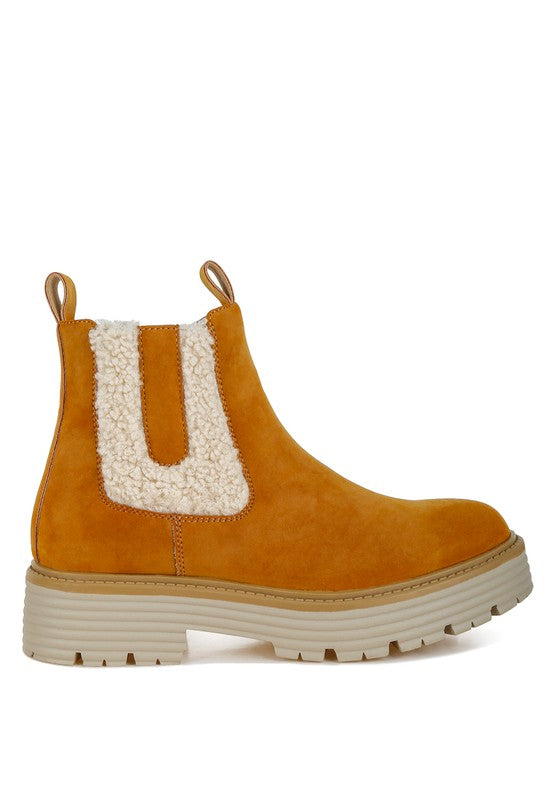 Mothman Faux Fur Detail Chunky Ankle Boots - Body By J'ne