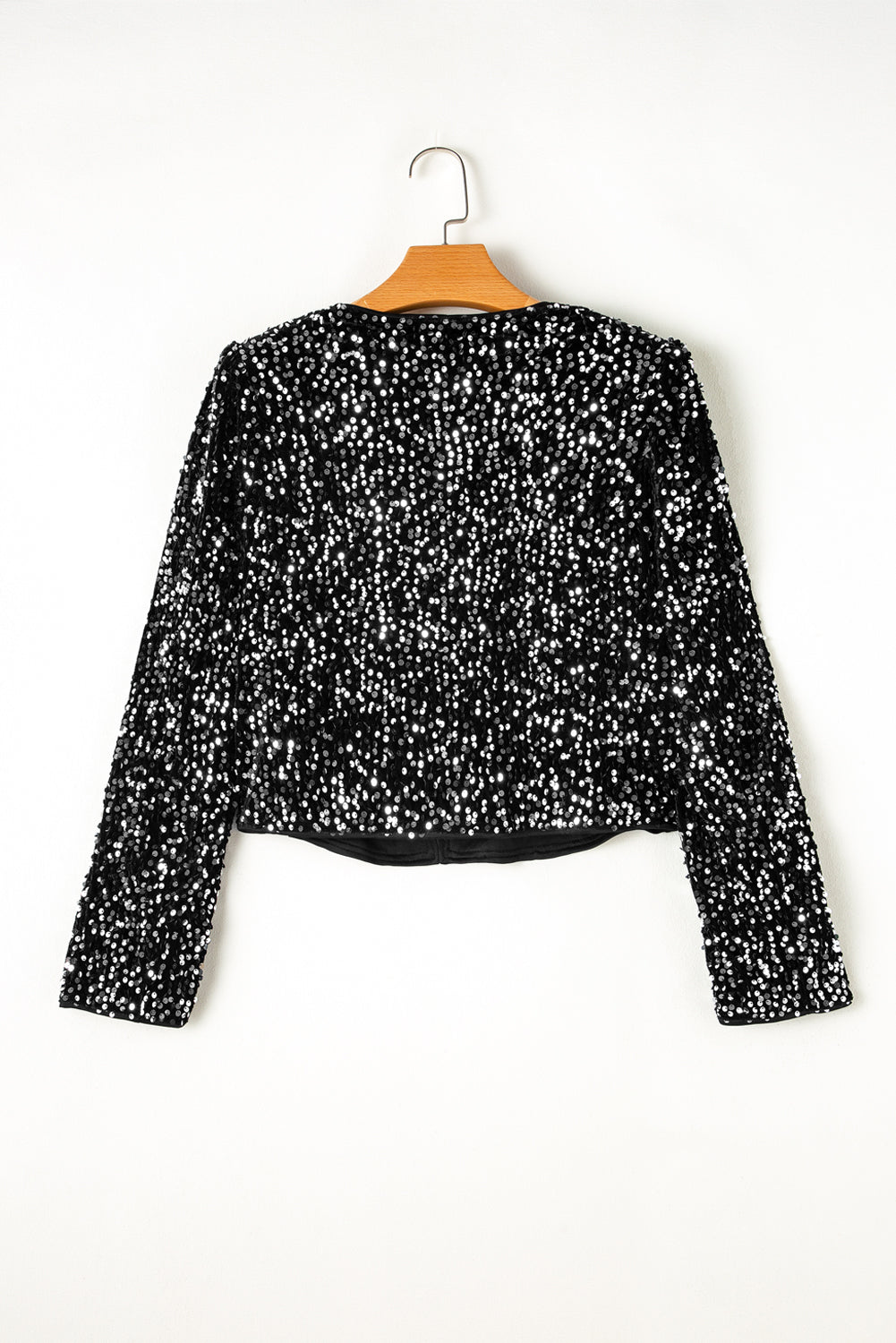 Sequin Open Front Long Sleeve Jacket - Body By J'ne