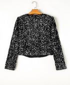 Sequin Open Front Long Sleeve Jacket