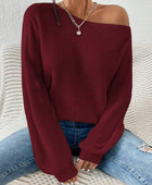 Honey Single Shoulder Long Sleeve Sweater