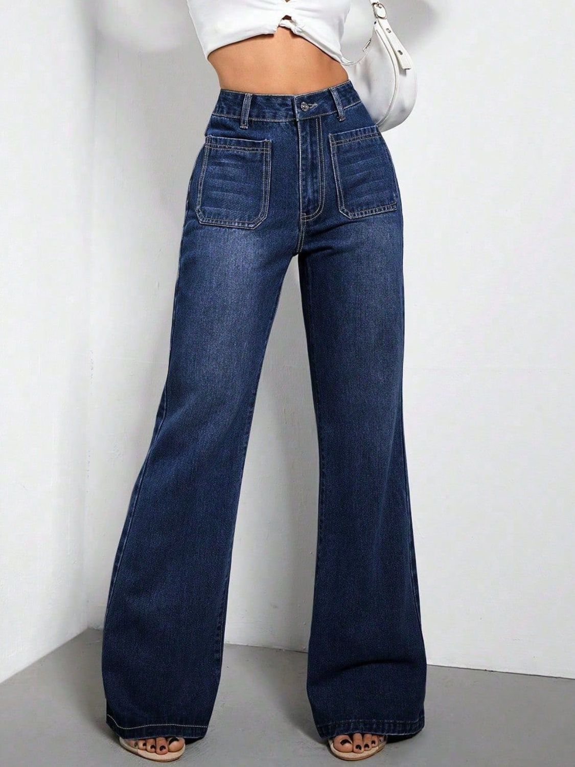 High Waist Bootcut Jeans with Pockets - Body By J'ne