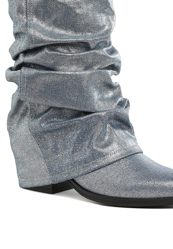 Capella Fold-Over Slouchy Denim Boot - Body By J'ne