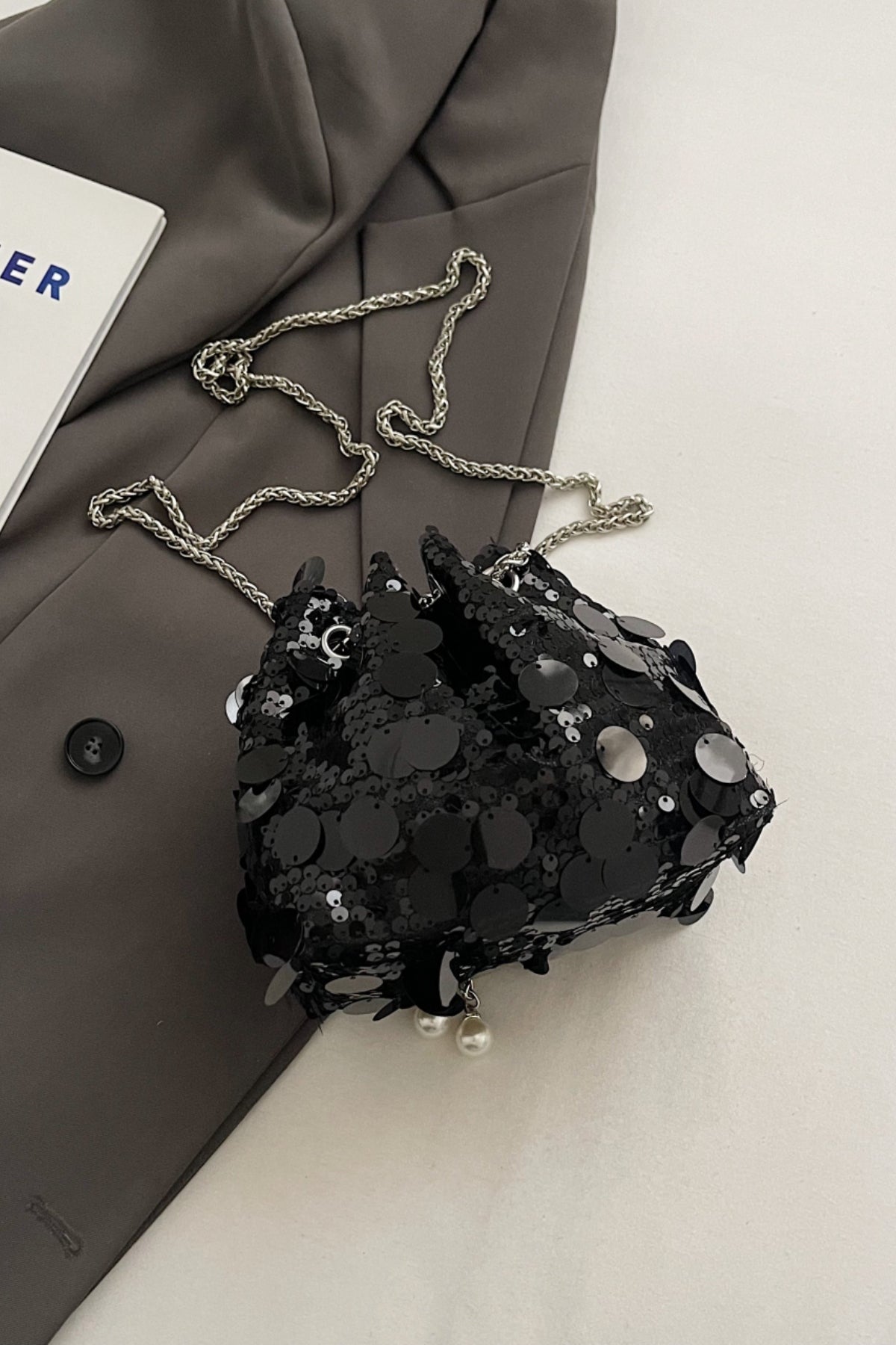 Drawstring Sequin Crossbody Bag - Body By J'ne