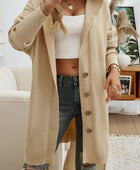 Devine Button Up Long Sleeve Hooded Cardigan