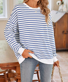 Lovelet Striped Round Neck Long Sleeve Sweatshirt