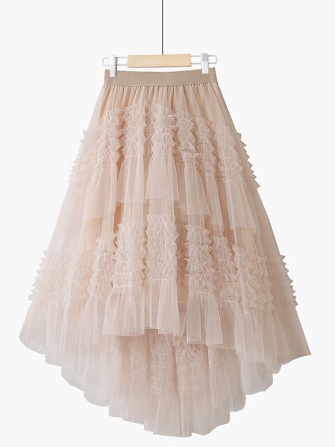 High Waist Lace Irregular Skirt - Body By J'ne