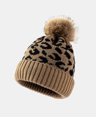 Leopard Pom-Pom Cuffed Beanie