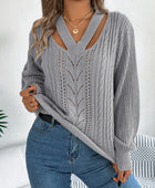 Cutout V-Neck Long Sleeve Sweater