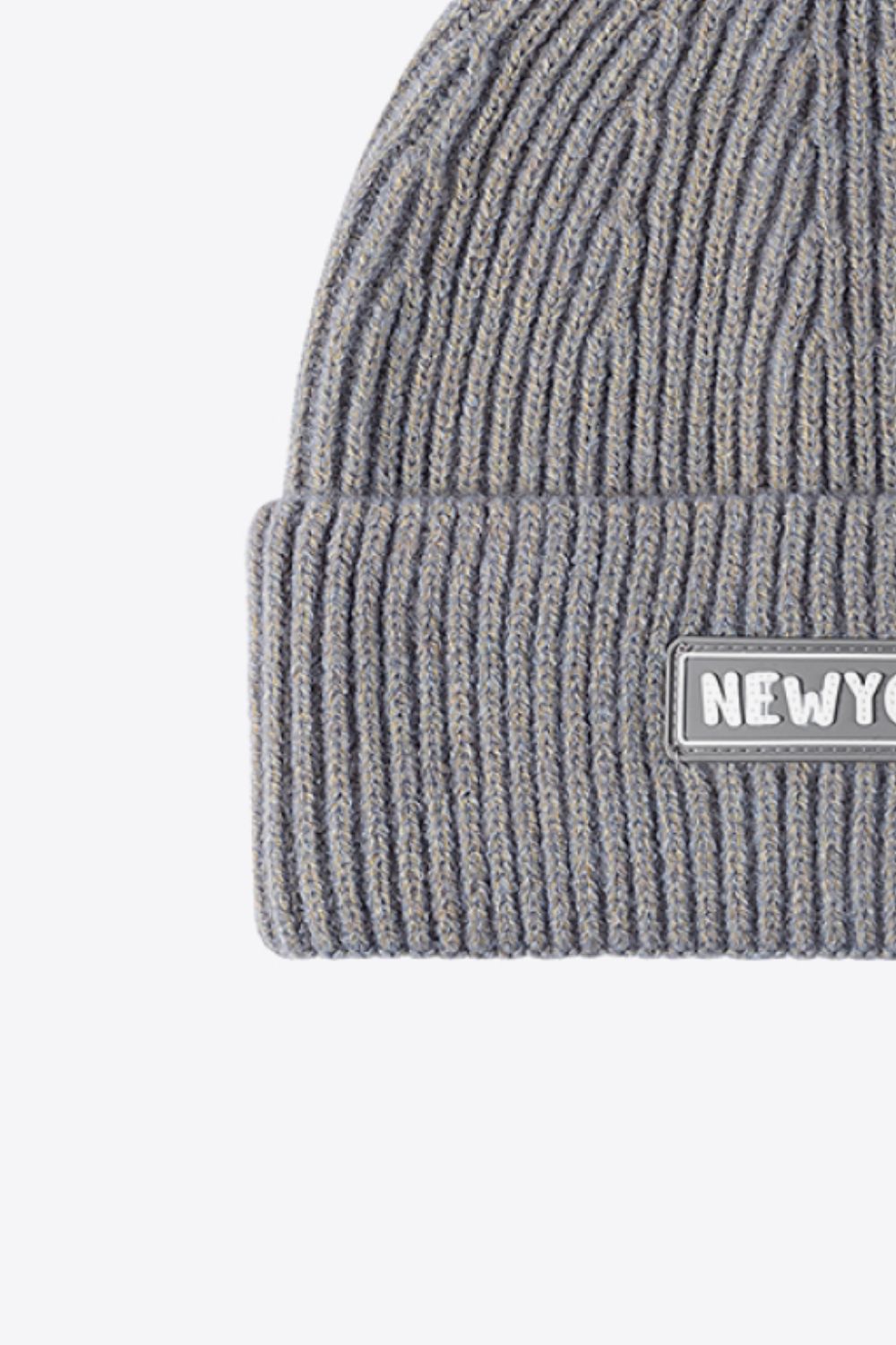 NEWYORK Patch Rib-Knit Cuffed Beanie - Body By J'ne