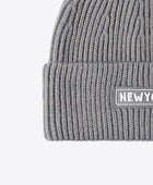 NEWYORK Patch Rib-Knit Cuffed Beanie