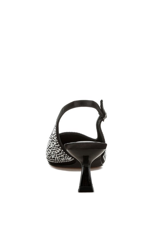 Vernaos Pointed Toe Rhinestone Slingbacks - Body By J'ne