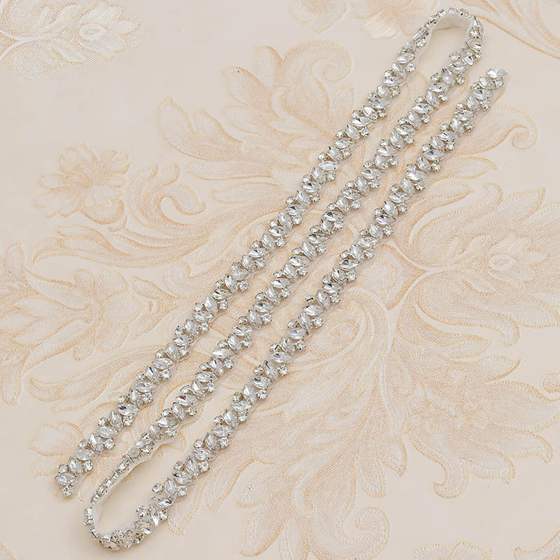 Rhinestone Applique Wedding Dress Waist Jewelry - Body By J'ne