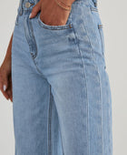 Raw Hem Wide Leg Jeans with Pockets