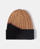 Contrast Tie-Dye Cable-Knit Cuffed Beanie