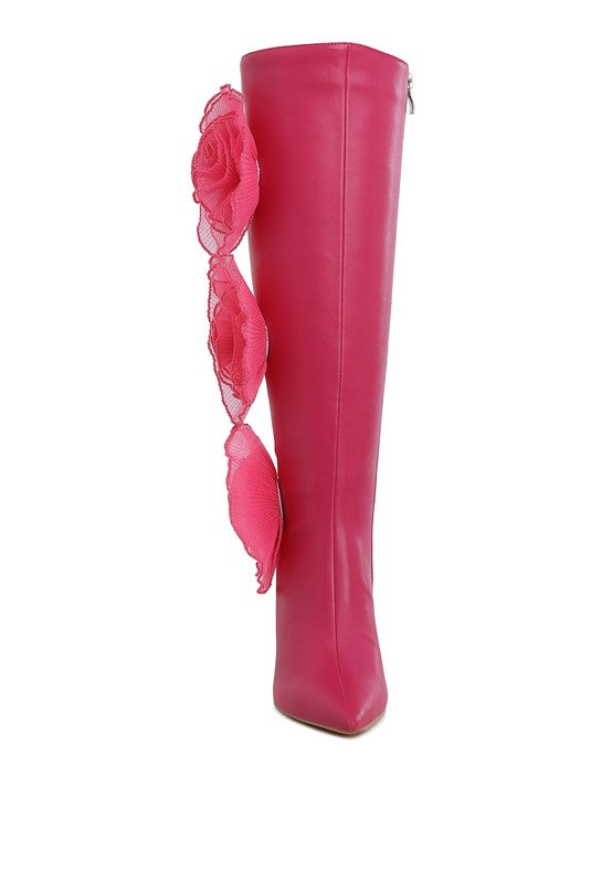 Chinkara Sheer Big Rose Detail Long Boots - Body By J'ne