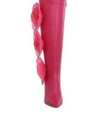 Chinkara Sheer Big Rose Detail Long Boots