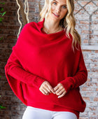 First Love Full Size Asymmetrical Hem Dolman Sleeve Sweater