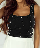 Pearl Detail Square Neck Tank - Body By J'ne