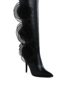 Chinkara Sheer Big Rose Detail Long Boots