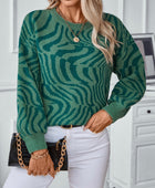 Geometric Round Neck Long Sleeve Sweater