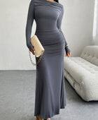 Devine Ruched Long Sleeve Maxi Dress