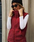 Fuzzy Plaid Texture Zip Up Vest Coat